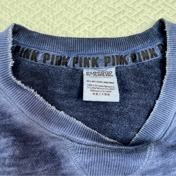 Victoria's Secret PINK Long Sleeve Crew Neck Blue Sweatshirt Size XS - Picture 8 of 9